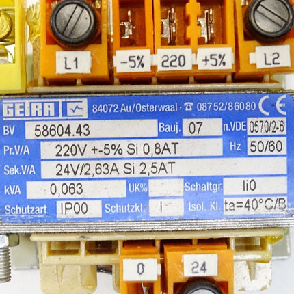Getra Trafo 58604.43 220V 24V 0.063kVA - Maranos.de
