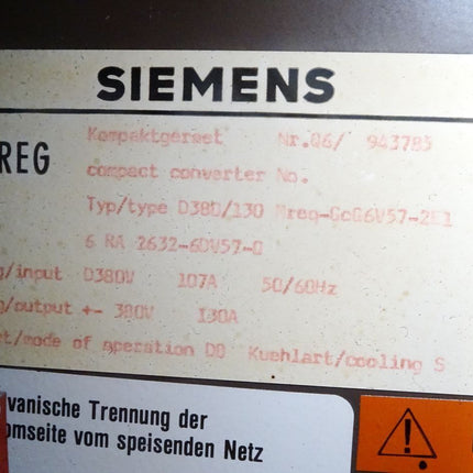 Siemens Simoreg Kompaktgerät D380/330 6RA2632-6DV57-0 - Maranos.de