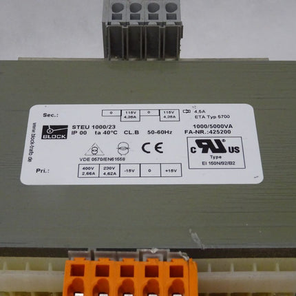 Block Trafo STEU1000/23 / 425200/ 1000/5000VA - Maranos.de