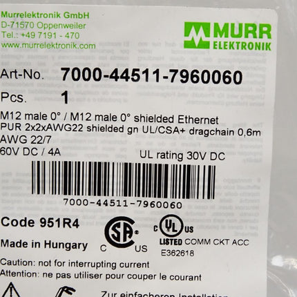 Murr Elektronik Kabel 7000-44511-7960060 / Neu OVP - Maranos.de