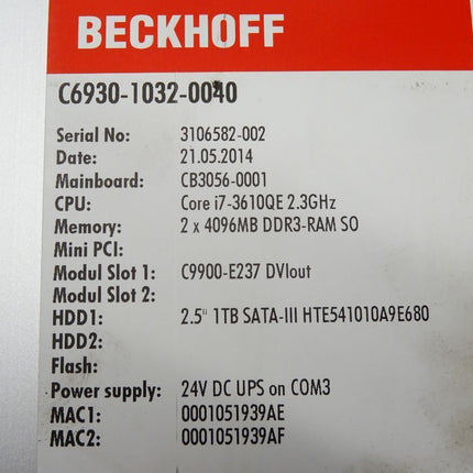 Beckhoff C6930-1032-0040 / Schaltschrank-Industrie-PC - Maranos.de