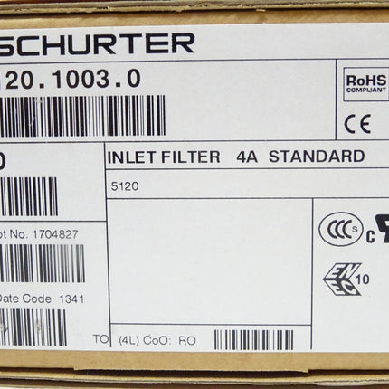 Schurter 5120.1003.0 Inlet Filter 4A Standard / Inhalt : 10 Stück / Neu OVP - Maranos.de
