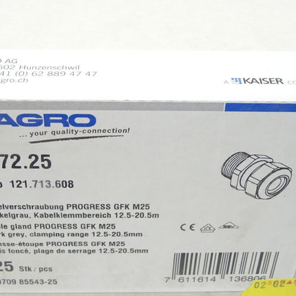 Agro 1572.25 / Kabelverschraubung GFK M25 12.5-20.5mm / Inhalt : 25 Stück / Neu OVP versiegelt - Maranos.de