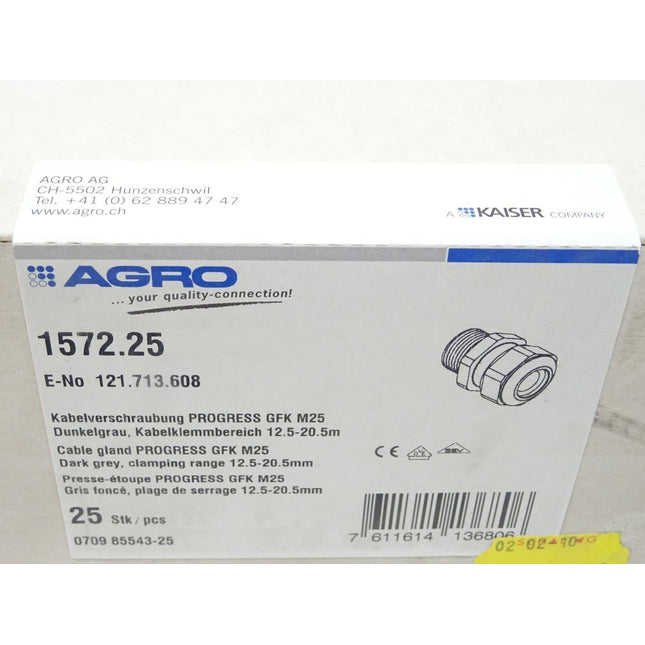 Agro 1572.25 / Kabelverschraubung GFK M25 12.5-20.5mm / Inhalt : 25 Stück / Neu OVP versiegelt - Maranos.de