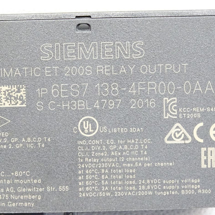 Siemens ET200S Relay Output 6ES7138-4FR00-0AA0 6ES7 138-4FR00-0AA0 - Maranos.de