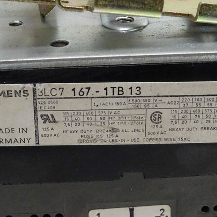 Siemens 3LC7167-1TB13 125A / 600V Hauptschalter 3LC7 167-1TB13 - Maranos.de