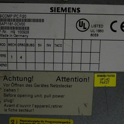 Siemens SICOMP IPC FI20 6AP1161-0CV00 / 6AP1 161-0CV00 - Maranos.de