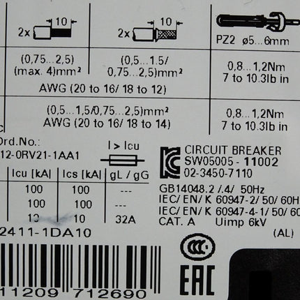 Siemens 3RV2411-1DA10 Leistungsschalter / Neuwertig - Maranos.de