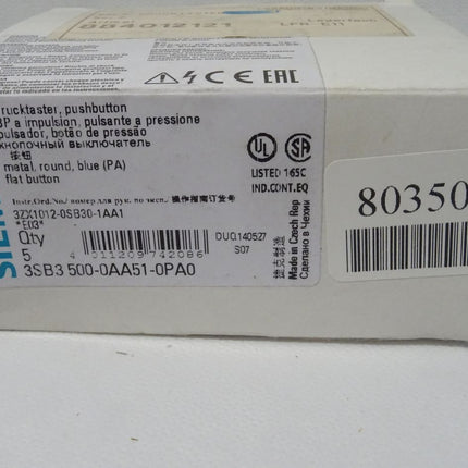 Siemens 5 Stück 3SB3500-0AA51-0PA0 / 3SB3 500-0AA51-0PA0 Drucktaster Blau NEU-OVP - Maranos.de