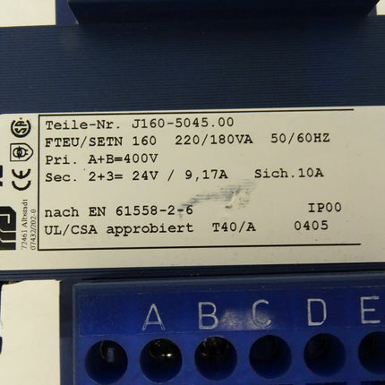 Frei J160-5045.00 Transformer FTEU/SETN 160 220/180VA // J 160-5045.00 - Maranos.de
