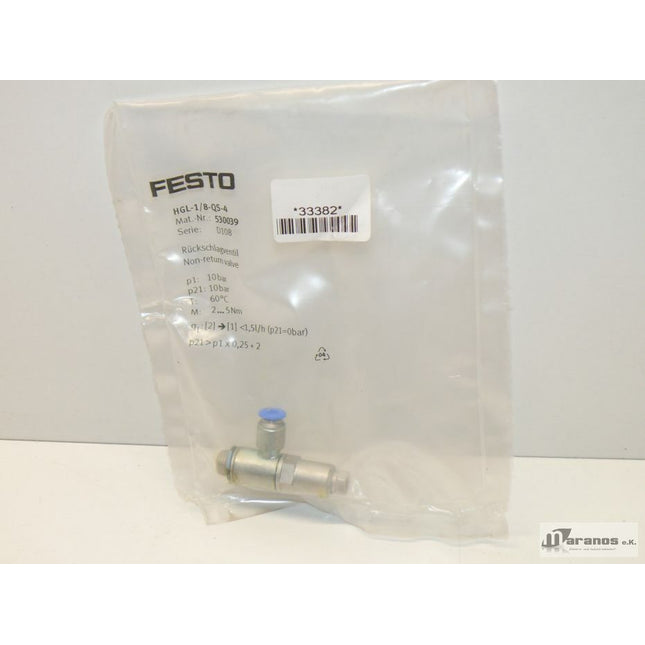 Neu-OVP: Festo HGL-1/8-QS-4 Rückschlag-Ventil  530039 - Maranos.de