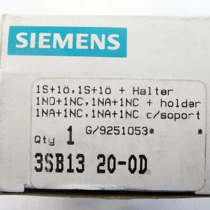 Siemens CONTACT BLOCK WITH HOLDER / 3SB1320-0D / Neu OVP - Maranos.de