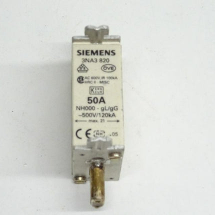 Siemens 3NA3 820 Sicherung 500V / 50A / NH000-gL7gG / 3NA3820 - Maranos.de