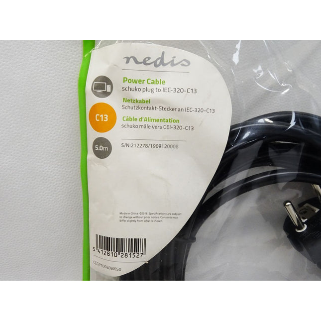 Nedis Power Cable Netzkabel Schutzkontaktstecker IEC-320-C13 5m CEGP10030BK50 / Neu OVP - Maranos.de
