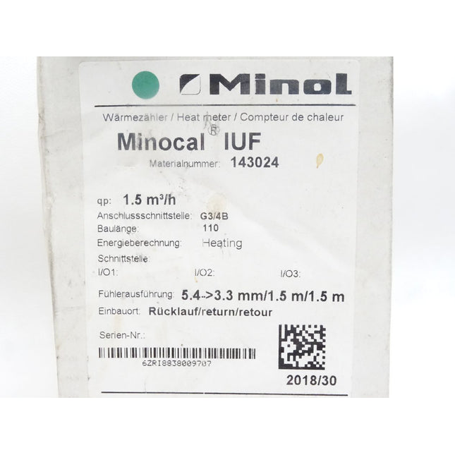Minol Wärmezähler Minocal IUF / 143024 / qp: 1.5 m3/h / Neu OVP - Maranos.de
