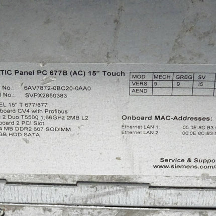 Siemens 6AV7872-0BC20-0AA0 Simatic Panel PC 677B 6AV7 872-0BC20-0AA0 - Maranos.de