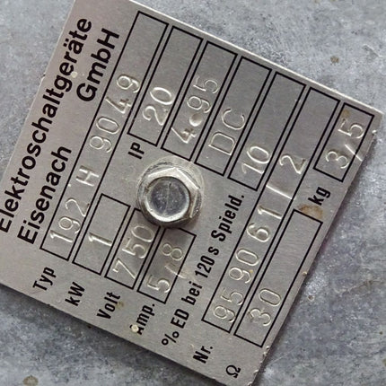 Elektroschaltgeräte Eisenach 192 H 9049 1kW 5.8A 750V 30Ohms - Maranos.de