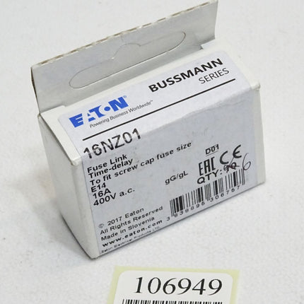 Eaton Bussmann Fuse Link 16NZ01 16A 400VAC / Inhalt:6 Stück / Neu OVP - Maranos.de