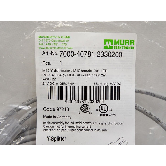 Murr Elektronik Kabel 7000-40781-2330200 / Neu OVP - Maranos.de