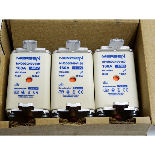 Mersen Sicherungen NH00GG40V160 400VAC gL-gG 160A / Inhalt:3 Stück / Neu OVP - Maranos.de