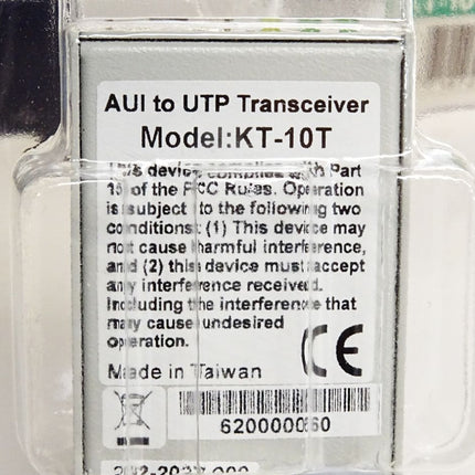 KTI Networks Ethernet 10Base-T Transceiver AUI to UTP Transceiver KT-10T / Neu OVP - Maranos.de