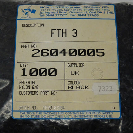 Richco International 1000 Stk. FTH 3 / FTH3 26040005 BatchNo: FFAB101894 NEU-Versiegelt - Maranos.de