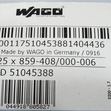 Wago Brücker 859-408/000-006 / Inhalt : 25 Stück / Neu OVP - Maranos.de