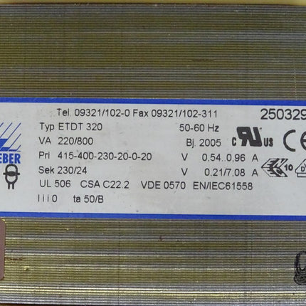 RATHGEBER ETDT320 / ETDT 320 2503291 50-60Hz Transformator - Maranos.de