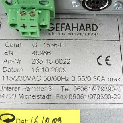 GEFAHARD Industrielectronic GmbH GT1536-FT 40986 265-15-6022 / GT 1536-FT - Maranos.de