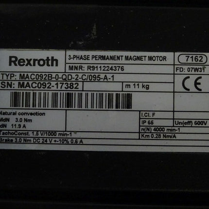 Rexroth Permanent Magnet Motor MAC092B-0-QD-2-C/095-A-1 / MNR:R911224376 - Maranos.de