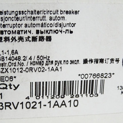 Siemens leistungsschalter 3RV1021-1AA10 / Neu OVP - Maranos.de