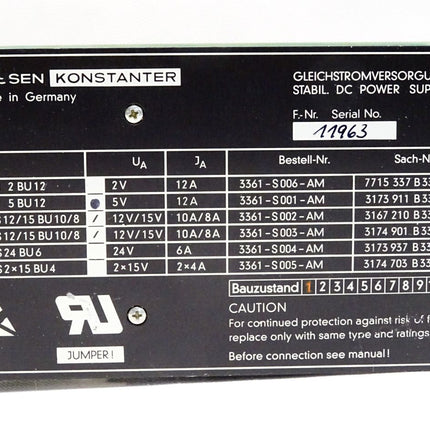 Gossen Konstanter Einschubkarte S63S5BU12 S63S 5BU12 5V 12A 3361-S001-AM 3173 911 B3305 - Maranos.de