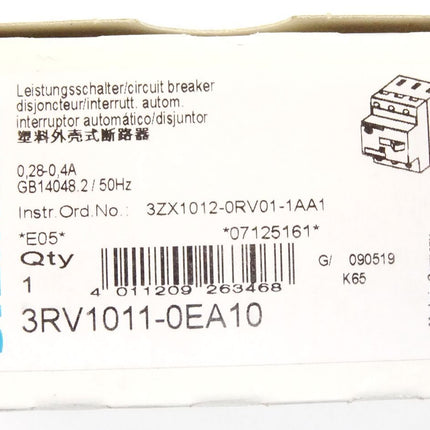 Siemens Leistungsschalter 3RV1011-0EA10 / Neu OVP - Maranos.de