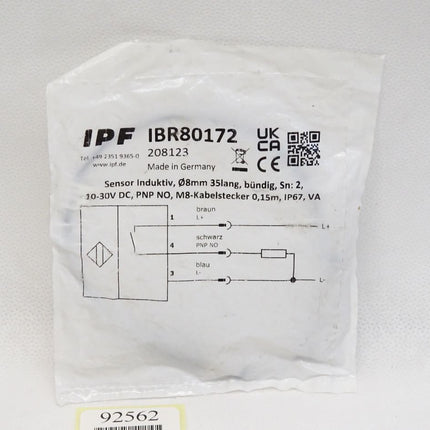 Ipf electronic Sensor Induktiv IBR80172 / Neu OVP - Maranos.de