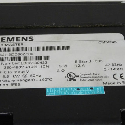 Siemens 6SE9621-3DD60ZC00 / 6SE 9621-3DD60ZC00 Micromaster Frequenzumrichter E:C03 - Maranos.de