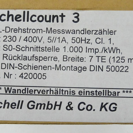 Schell GmbH & Co. KG Schellcount 3 / 420005 / EMH EIZ-EDWB7493 / 4-L-Drehstrom-Messwandlerzähler / OVP - Maranos.de