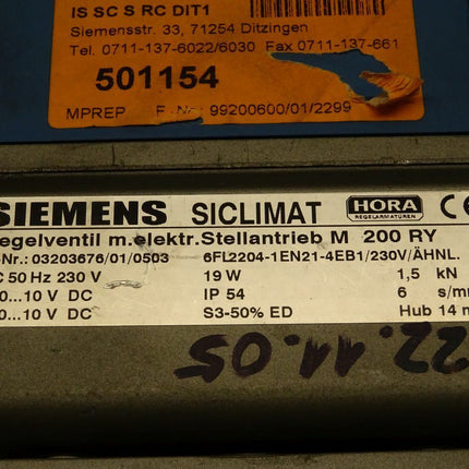 Siemens 6FL2204-1EN21-4EB1 Regelventil 6FL2 204-1EN21-4EB1 Stellantrieb Hora M200RY - Maranos.de
