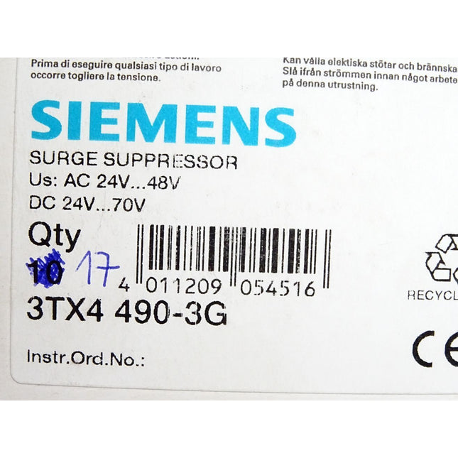 Siemens 3TX4490-3G Überspannungsbegrenzer / Inhalt : 17 Stück / Neu OVP - Maranos.de