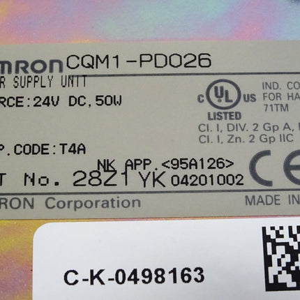 Omron CQM1-PD026 Power Supply Unit 24VDC 50W - Maranos.de