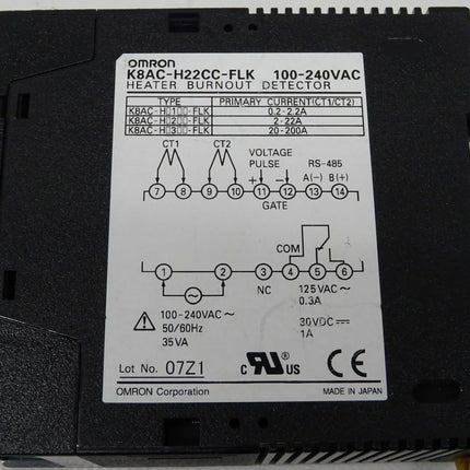 Omron K8AC-H22CC-FLK Heater Burnout Detector - Maranos.de