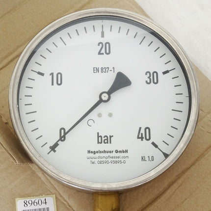 Hagelschuer Rohrfedermanometer EN837-1 / 0...40bar / MR-20 160040 / Neu OVP - Maranos.de