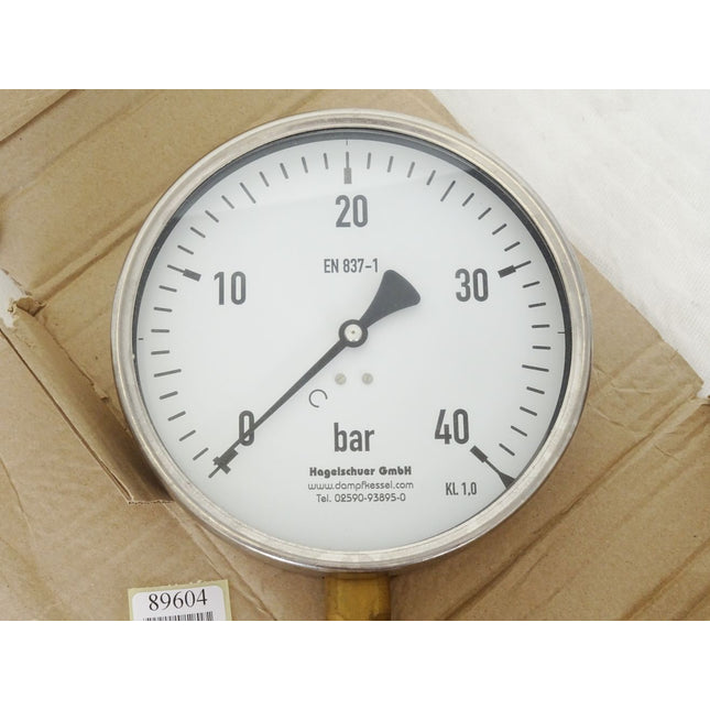 Hagelschuer Rohrfedermanometer EN837-1 / 0...40bar / MR-20 160040 / Neu OVP - Maranos.de