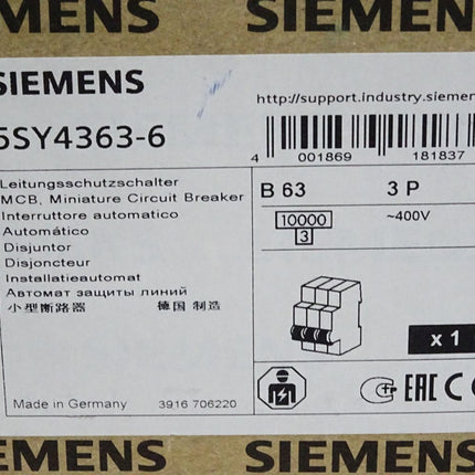 Siemens Leitungsschutzschalter 5SY4363-6 / Neu OVP - Maranos.de