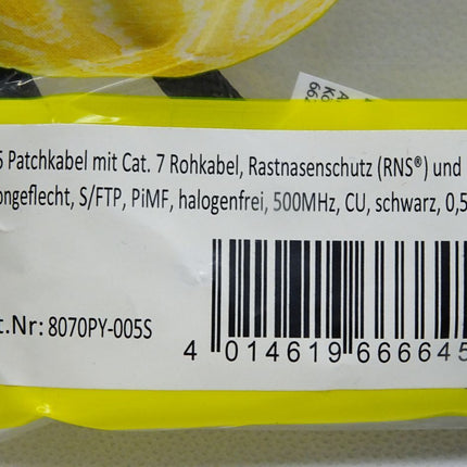 Python 8070PY-005S Patchkabel Rohkabel Cat.7 schwarz 0.5m / Neu OVP - Maranos.de