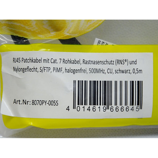 Python 8070PY-005S Patchkabel Rohkabel Cat.7 schwarz 0.5m / Neu OVP - Maranos.de