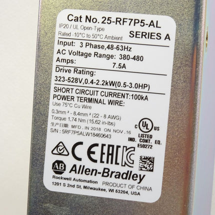 Allen-Bradley Line Filter 25-RF7P5-AL PN-620540 / Neu - Maranos.de