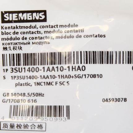 Siemens Kontaktmodul 3SU1400-1AA10-1HA0 / Neu OVP - Maranos.de