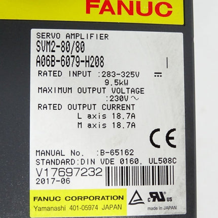 Fanuc Servo Amplifier SVM2-80/80 A06B-6079-H208 9.5kW - Maranos.de