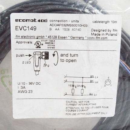 Ifm EVC149 Anschlusskabel ADOAF032MSS0010H03 / Neu OVP - Maranos.de