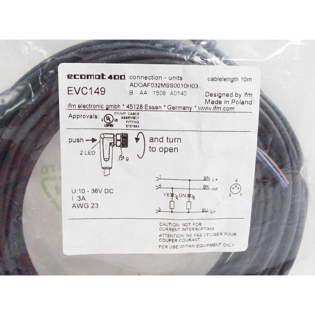 Ifm EVC149 Anschlusskabel ADOAF032MSS0010H03 / Neu OVP - Maranos.de